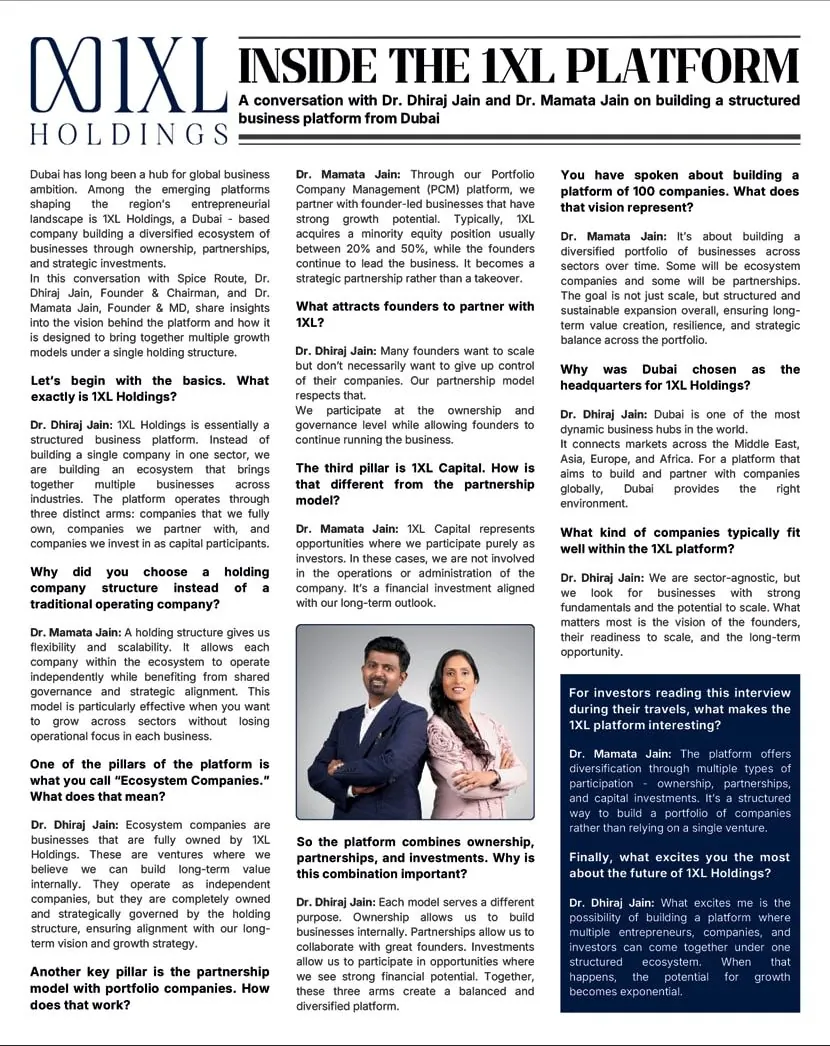 Advertisement from the printed edition of Spice Route