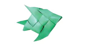 A green palm-leaf craft fish