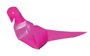 A pink palm-leaf craft bird