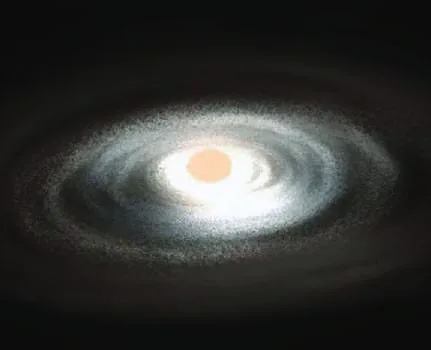 A glowing galaxy in space