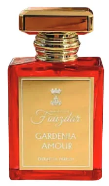 A red perfume bottle
