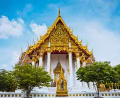 A gilded temple with tiered roofs