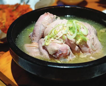 A bowl of Korean chicken soup