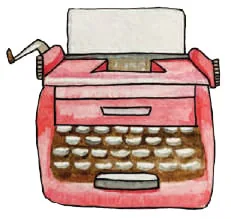 Illustration: a pink typewriter