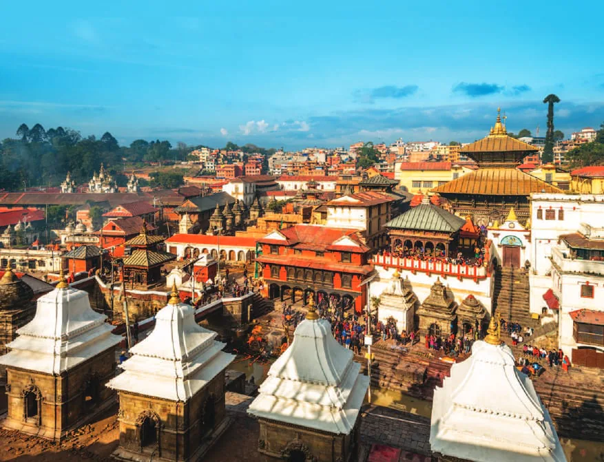 Pagoda temples of a Durbar Square seen from above