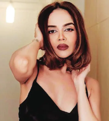 Portrait of a woman with defined brows and lips
