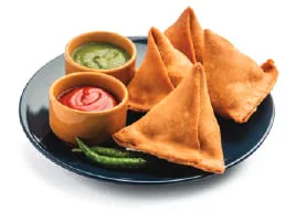 Samosas with chutneys