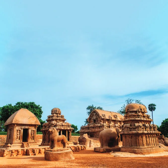 Rock-cut rathas at Mahabalipuram