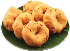 Vadas on a banana leaf