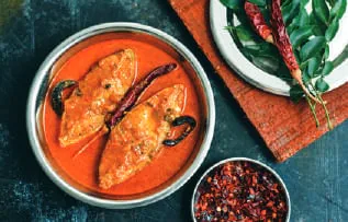 A bowl of fish curry