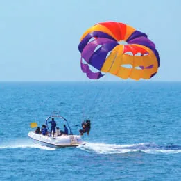 Parasailing over the sea