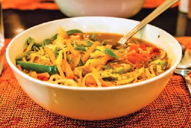 A bowl of thukpa noodle soup