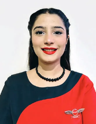 Portrait of Ms. Tasbih Fatima in a SpiceJet uniform