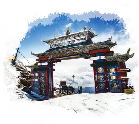 Illustration: a monastery gateway in the snow