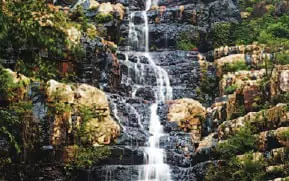 A waterfall cascading down rocks