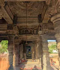 The carved stone interior of an ancient temple