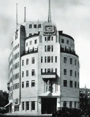 Black-and-white photograph of the BBC's Broadcasting House