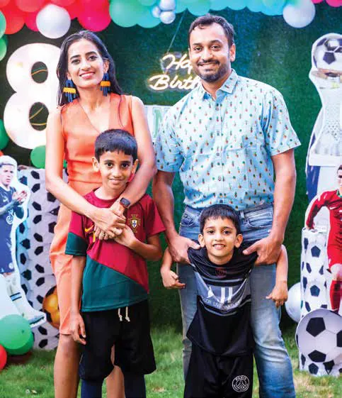 Vineeta Singh with her husband and two sons
