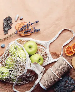 Fruit in a net bag with reusable cups