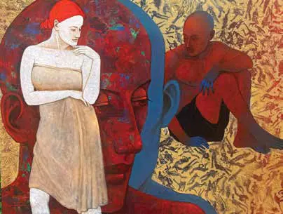 A painting of two figures