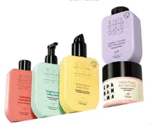 Bottles and jars of skincare products