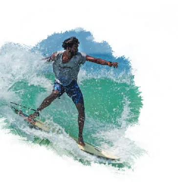 A surfer riding a wave